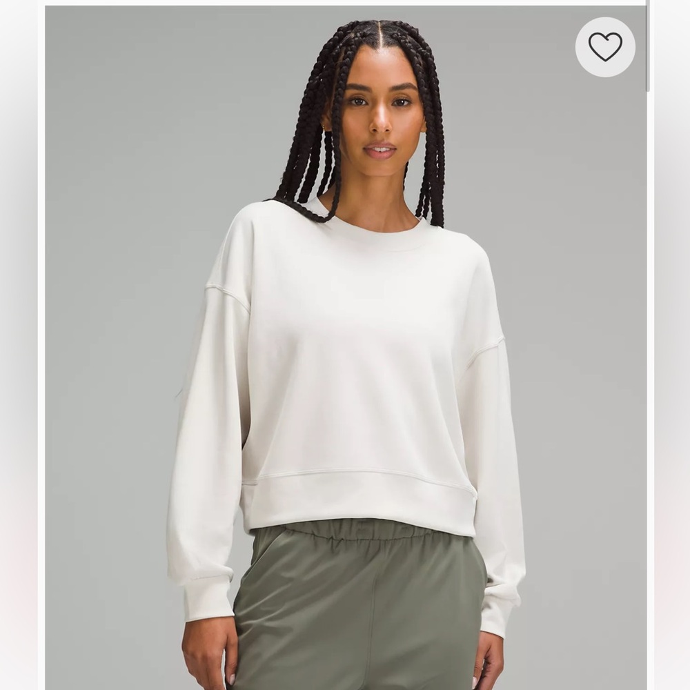 Lululemon Softstreme Perfectly Oversized Cropped Crew White Opal